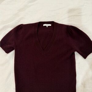 Frame Denim Rich Burgundy V-Neck Sweater